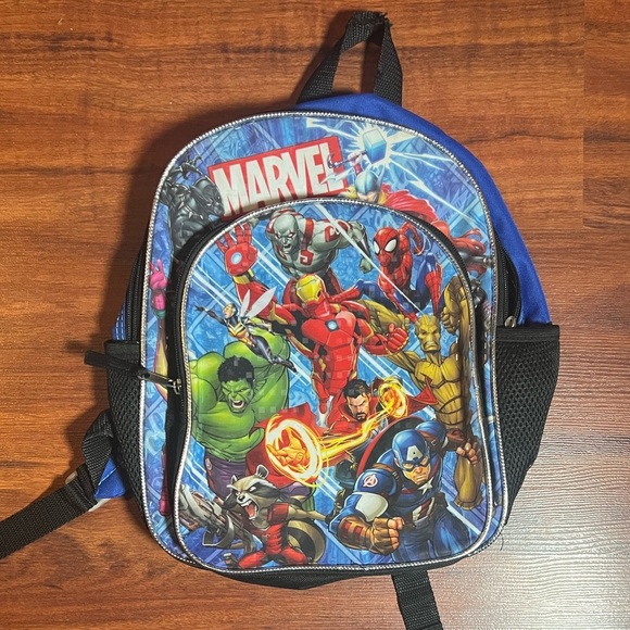 Marvel Mini backpack zipper pocket, blue unisex super heroes carryall kids - Picture 10 of 10